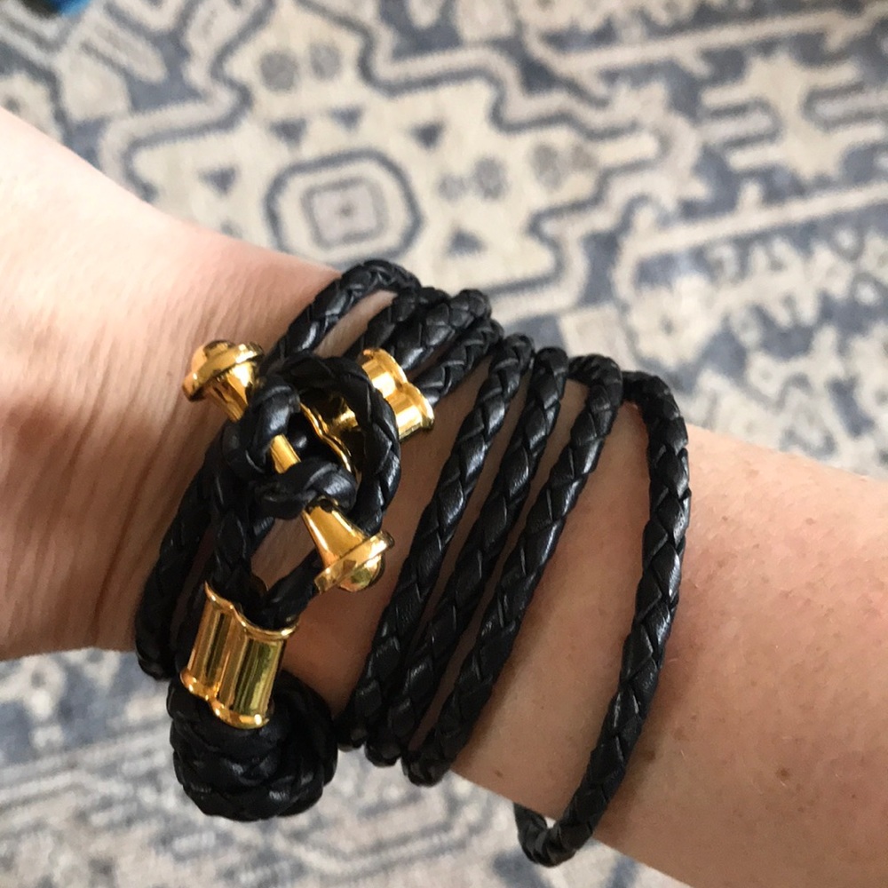 Black leather wrap bracelet